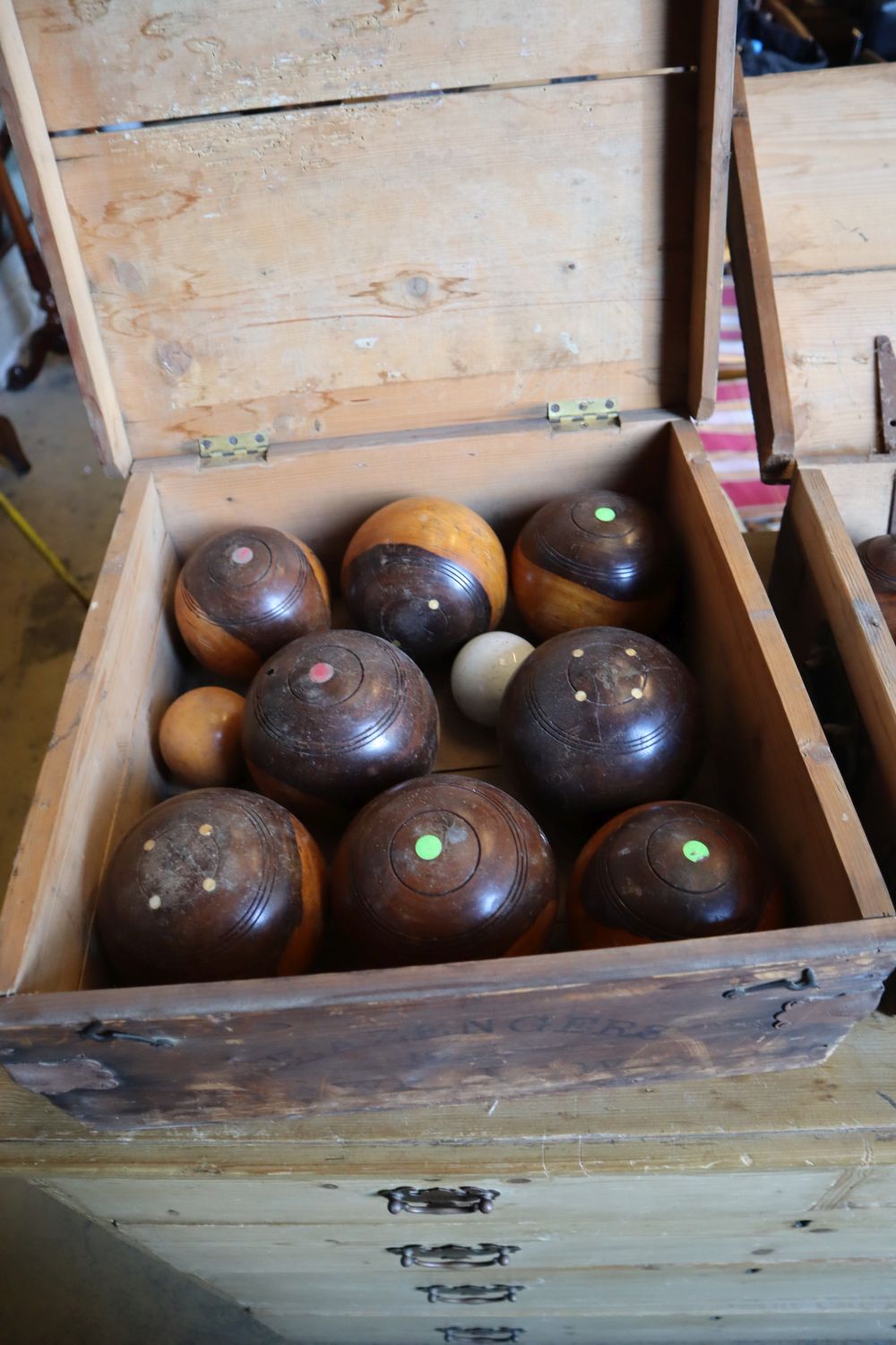 A lignum vitae bowls set